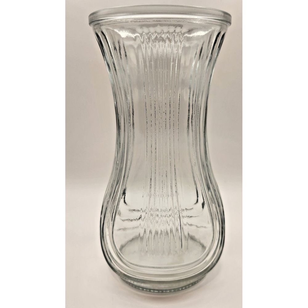 Vintage Hoosier Clear Glass Flower Vase w/"Harp"‎ Pattern Number 4086-B.